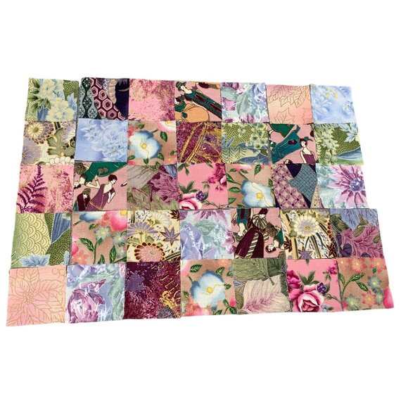 Precut 2" Quilt Squares - 132 Pieces - Cotton with Gold Silver Thread Fabric Sew - Picture 1 of 6